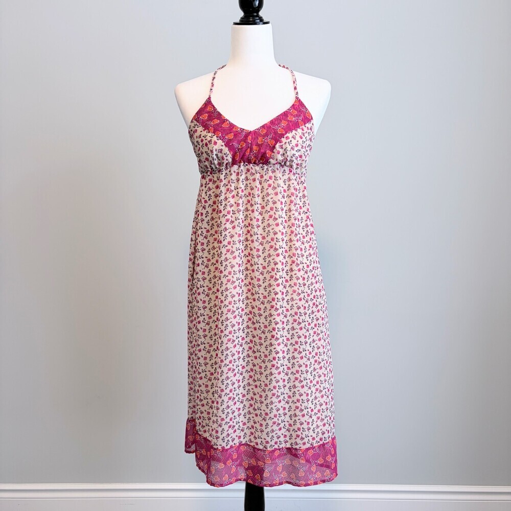 Old Navy Midi Dress Baby Doll Coquette Cottagecore Romantic Pink Size Large